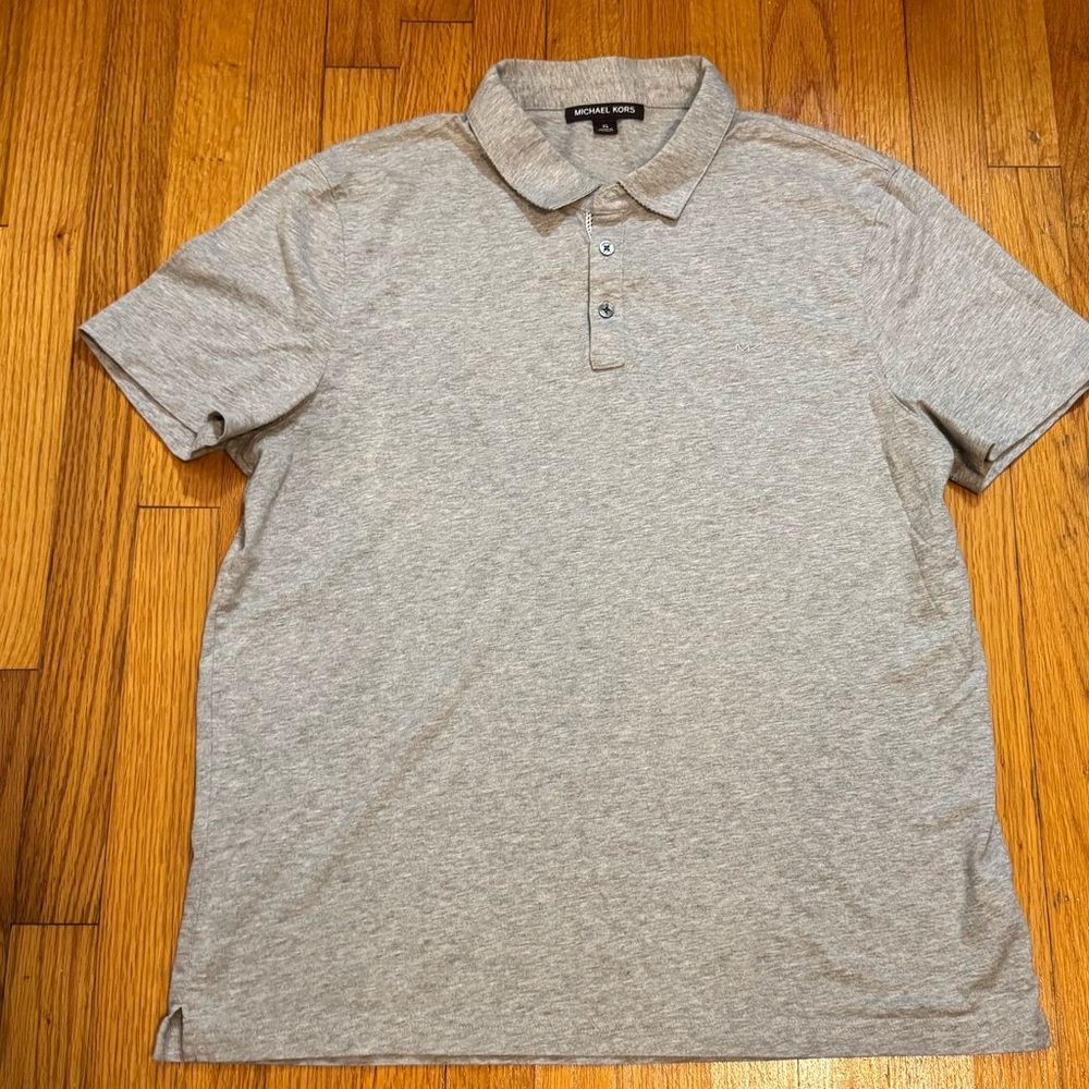 Michael Kors Polo Shirt Men XL Gray Short Sleeve
